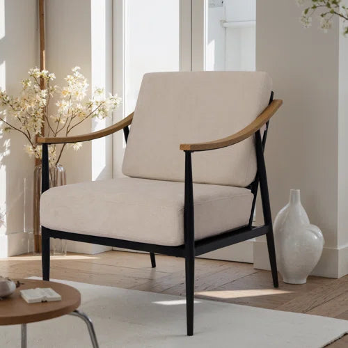 26" Wide Mid-Century Modern Upholstered Accent Chair Comfy Lounge Armchair