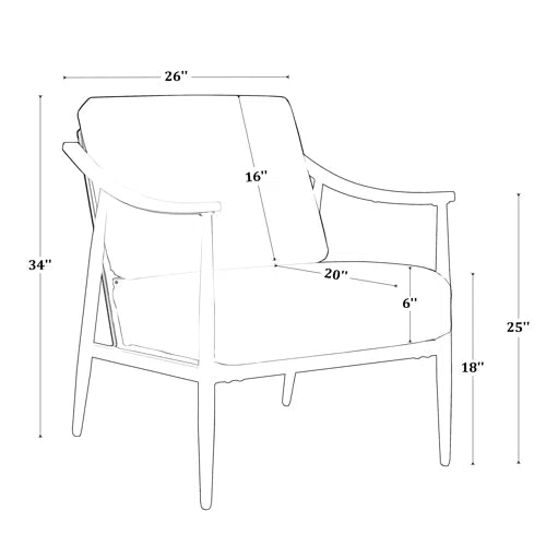 26" Wide Mid-Century Modern Upholstered Accent Chair Comfy Lounge Armchair
