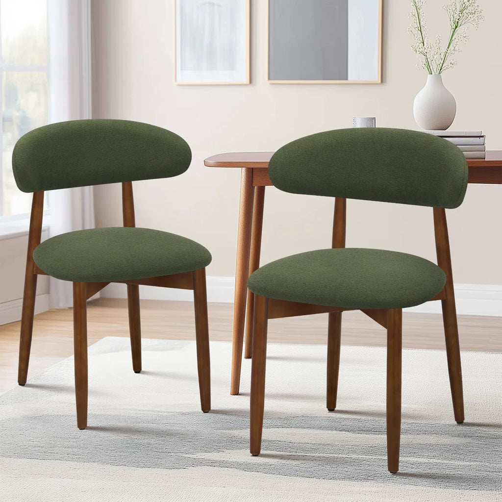 Maylon Upholstered Solid Wood Side Chair Dining Chairs (Set of 2)