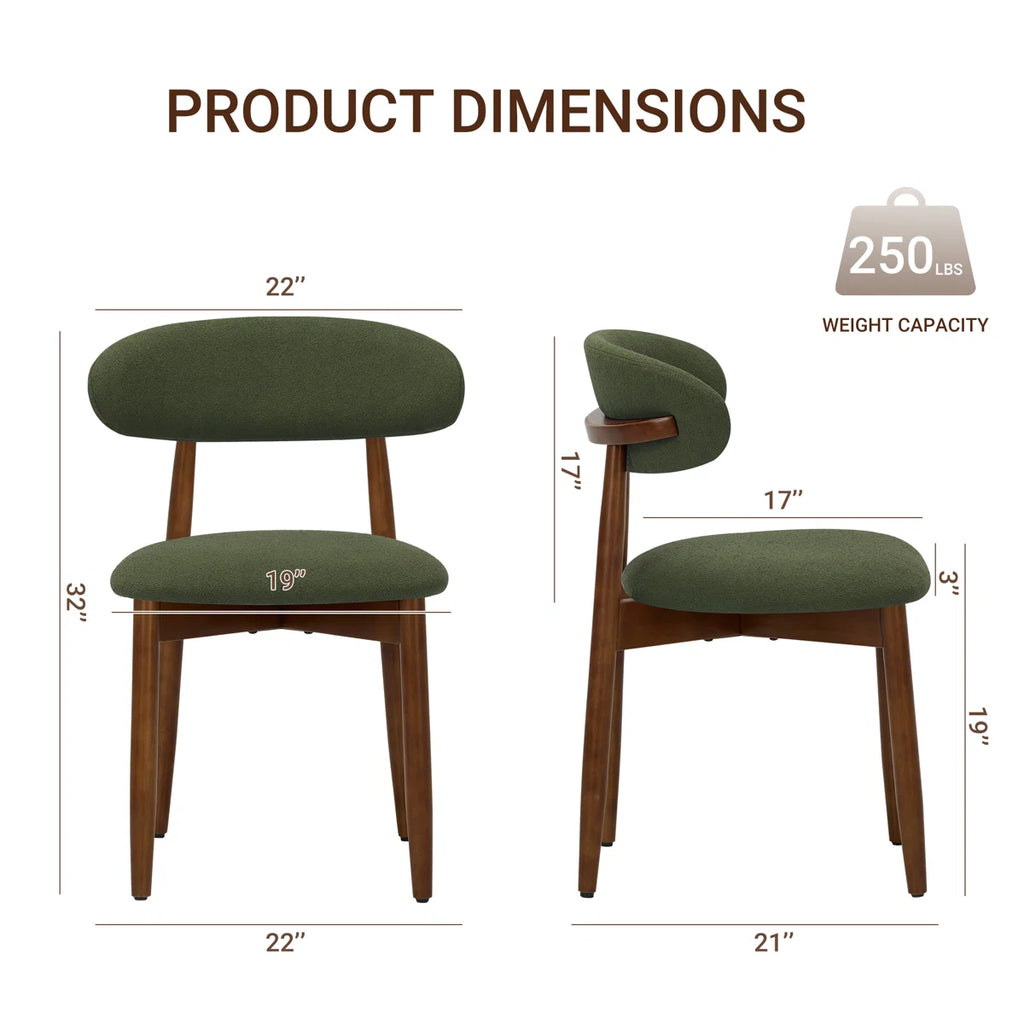 Maylon Upholstered Solid Wood Side Chair Dining Chairs (Set of 2)