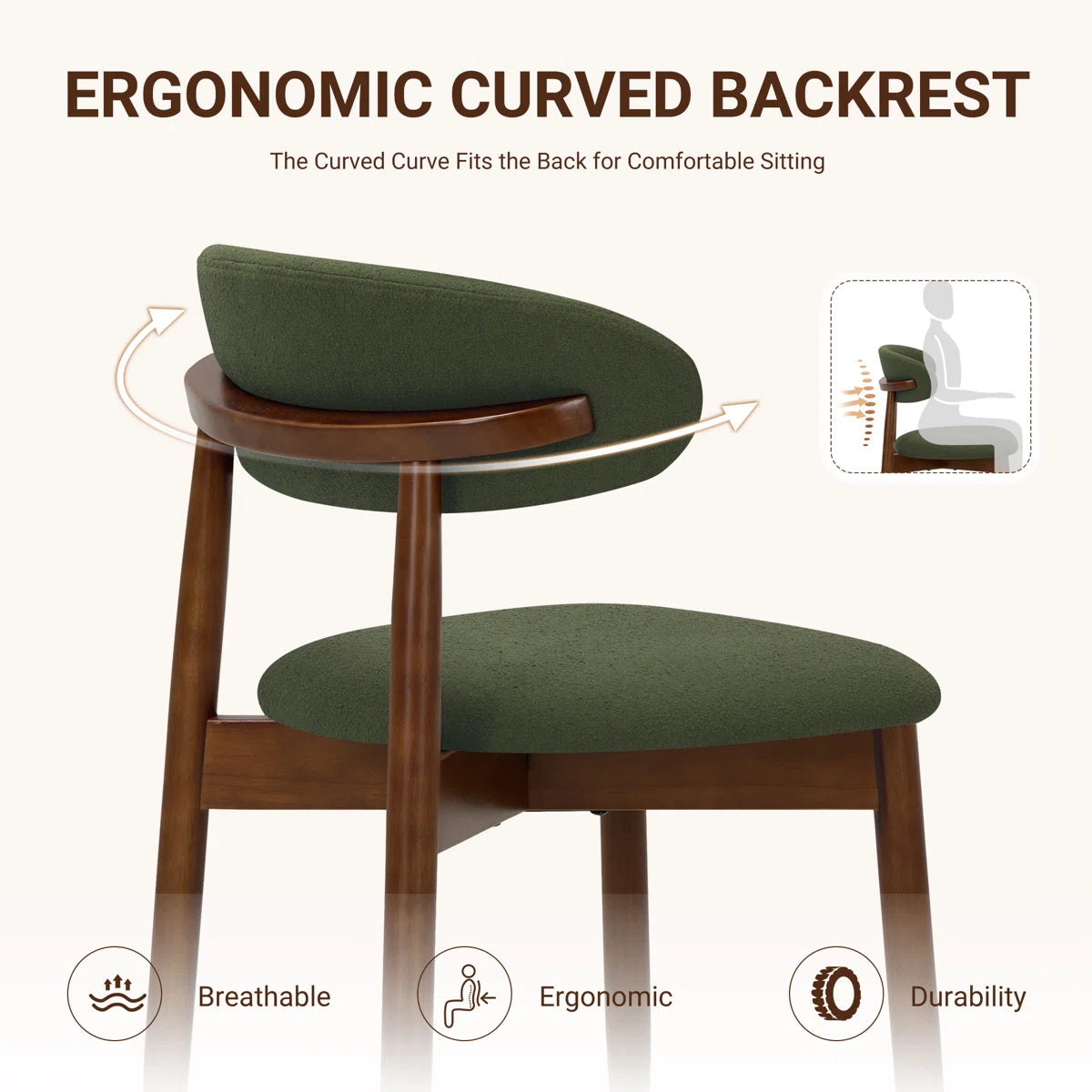 Maylon Upholstered Solid Wood Side Chair Dining Chairs (Set of 2)