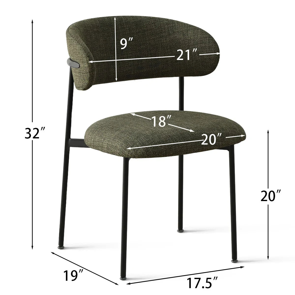 Merida Upholstered Dining Chair With Metal Legs (Set of 2)