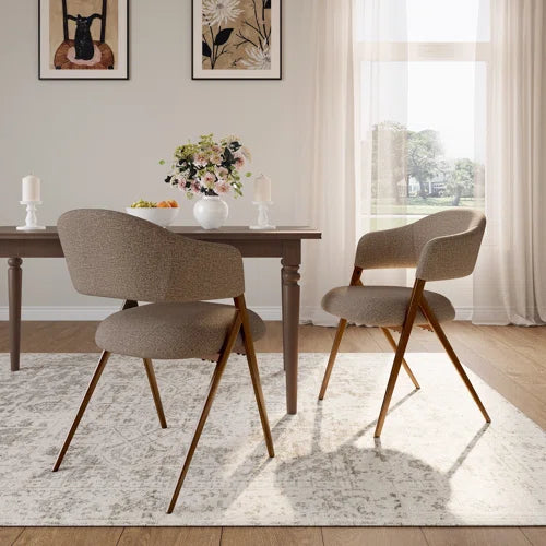 Upholstered Dining Chair Metal Arms Chair (Set of 2)