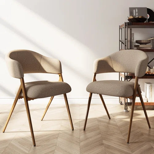 Upholstered Dining Chair Metal Arms Chair (Set of 2)
