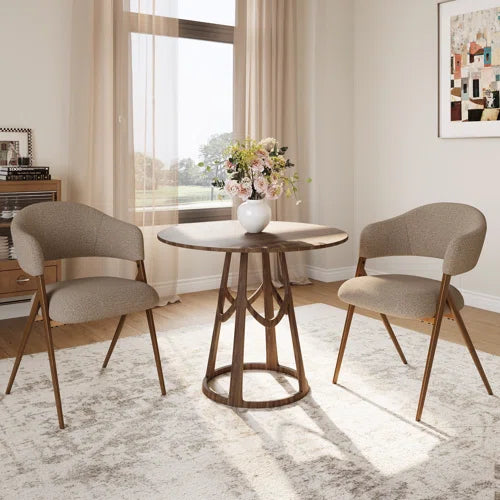 Upholstered Dining Chair Metal Arms Chair (Set of 2)