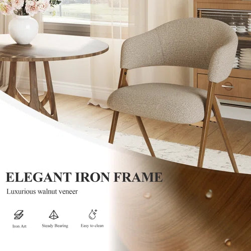 Upholstered Dining Chair Metal Arms Chair (Set of 2)